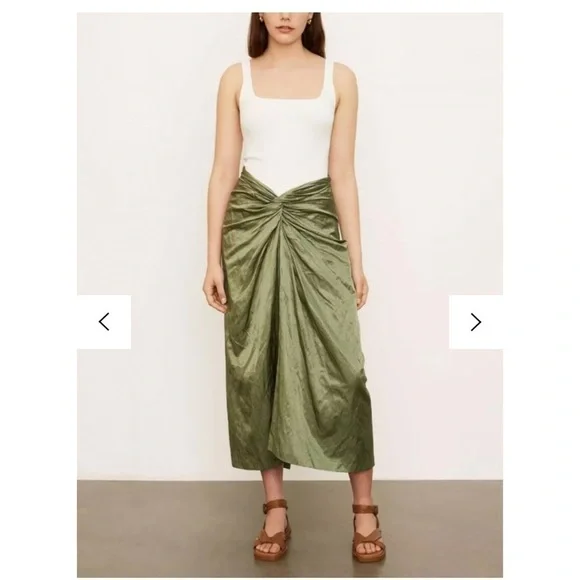 NWOT Vince Twist Front Skirt in Dark Pistachio Size 2 - Picture 7 of 10